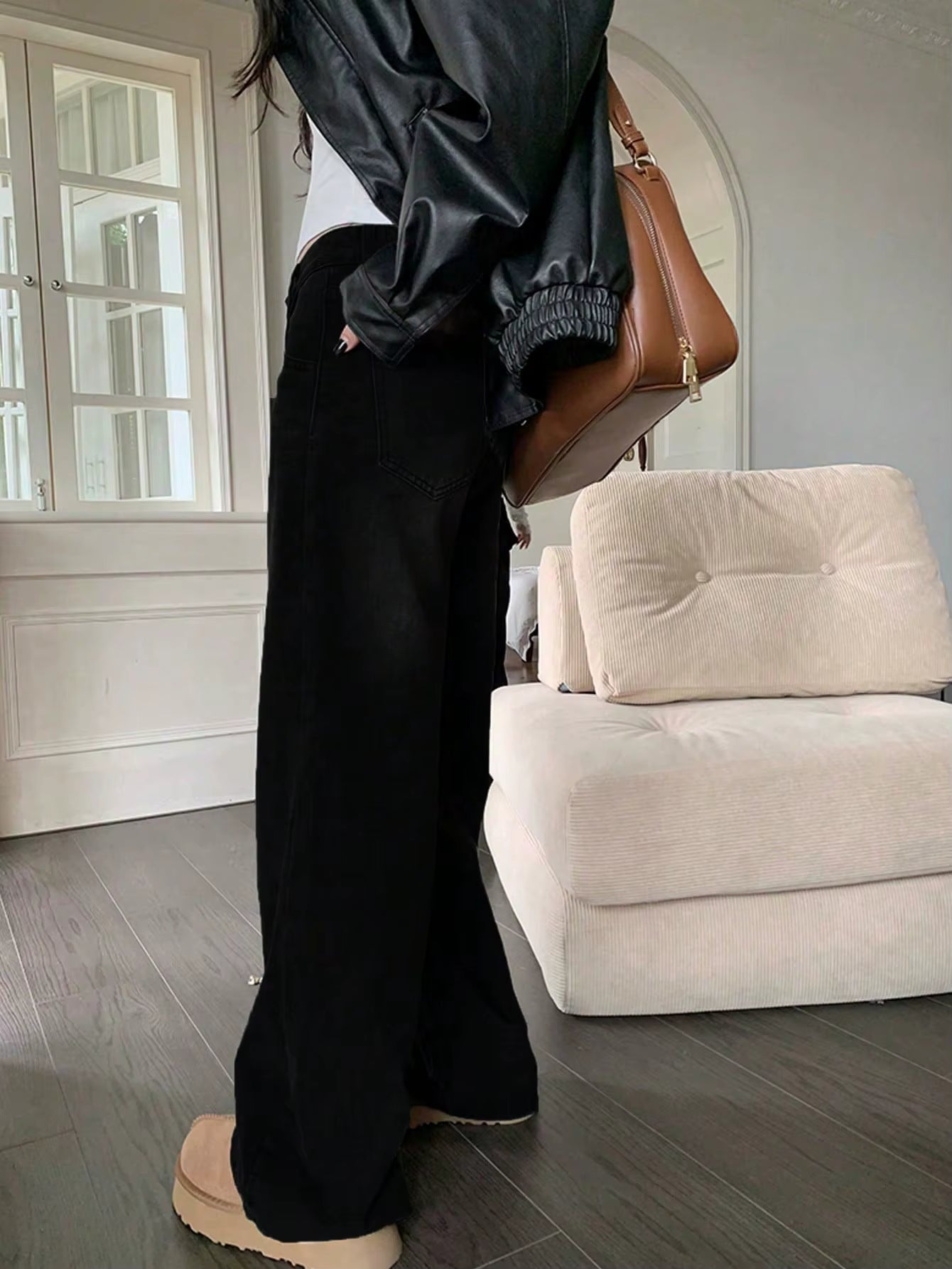 Women Low Rise Washed Wide Leg Jeans Washed Women Baggy Vintage Oversized Jeans PT13