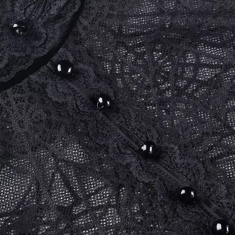 Black Lace See-through Design Short Top T3