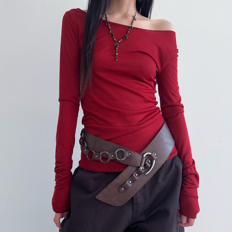 Streetwear Casual Off-shoulder Clothing Women Personalized Hollow Backless Women's Blouse BLS1