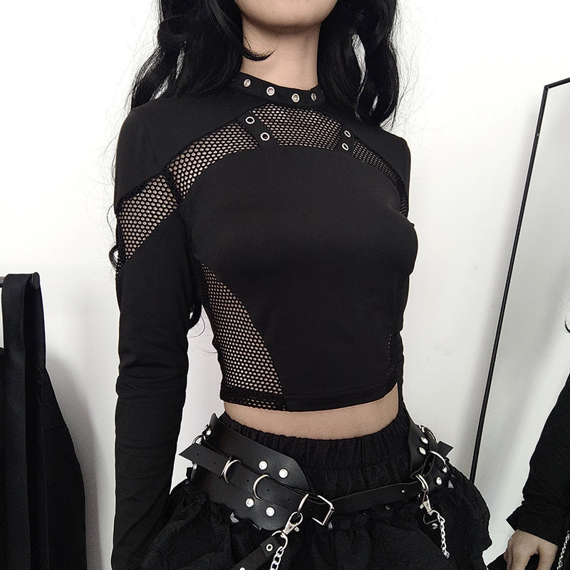 Dark Style Fashion Hollow Design Sense T-Shirt