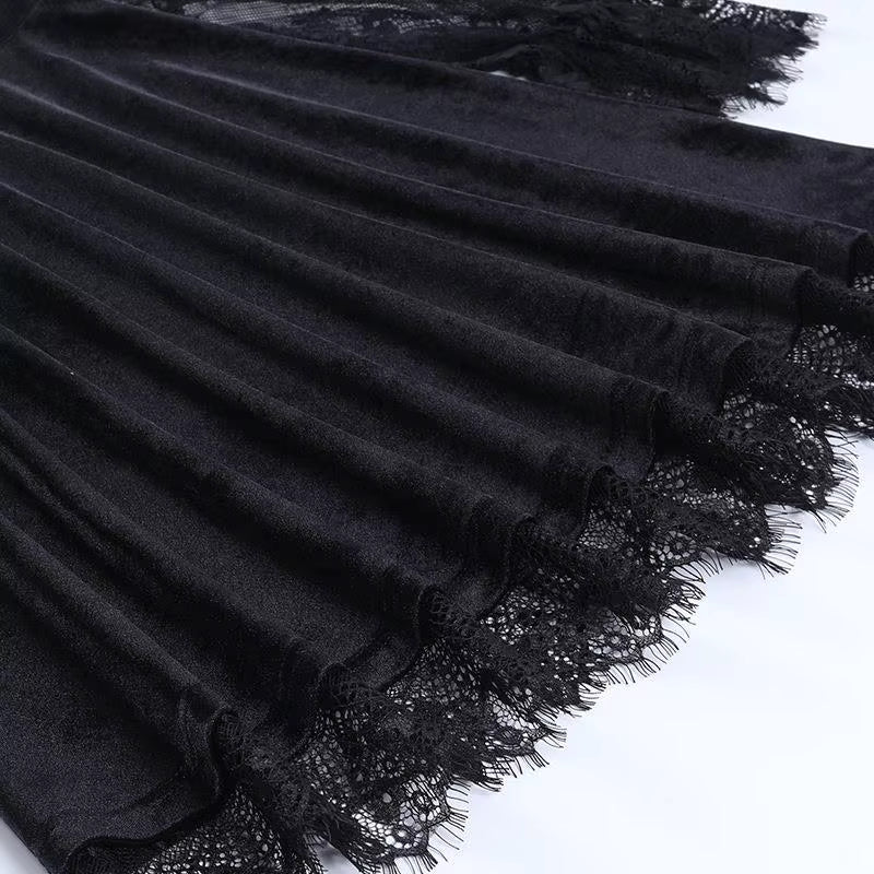 Dark Punk Lace-Up Long Sleeve Dress DS7