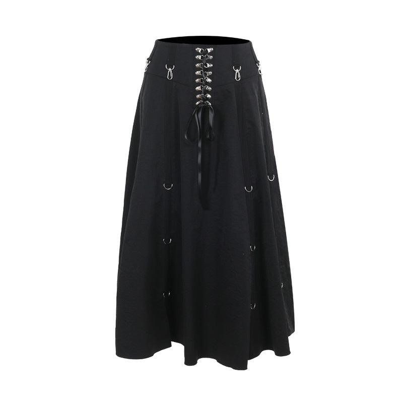 Black High Waist Long Skirt SK9
