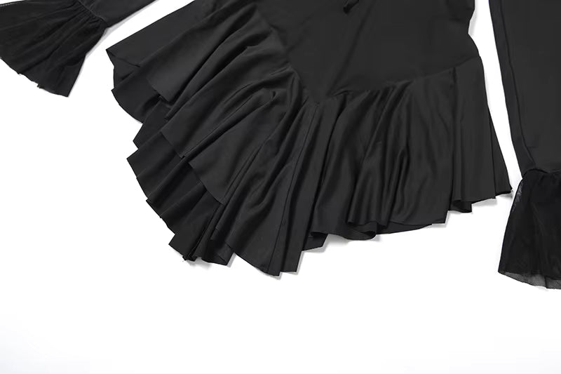 Off-shoulder Backless Ruffles Solid Color Sheath Short Dress Women DS8
