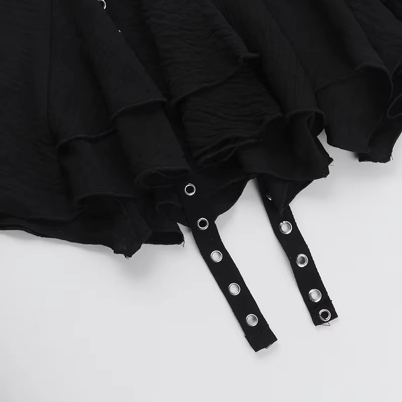 Gothic Mesh Tiered Mini Skirt SK8