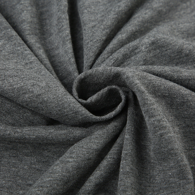 Female Gray Breasted Long Sleeve T-shirt Pullover Top