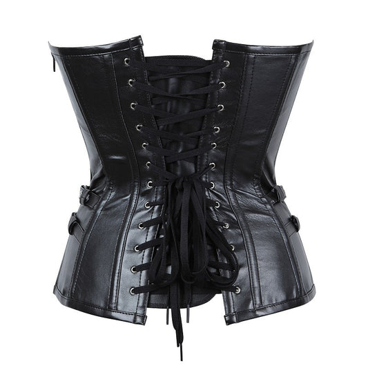 Black Goth Overbust Corset with Metal Chains
