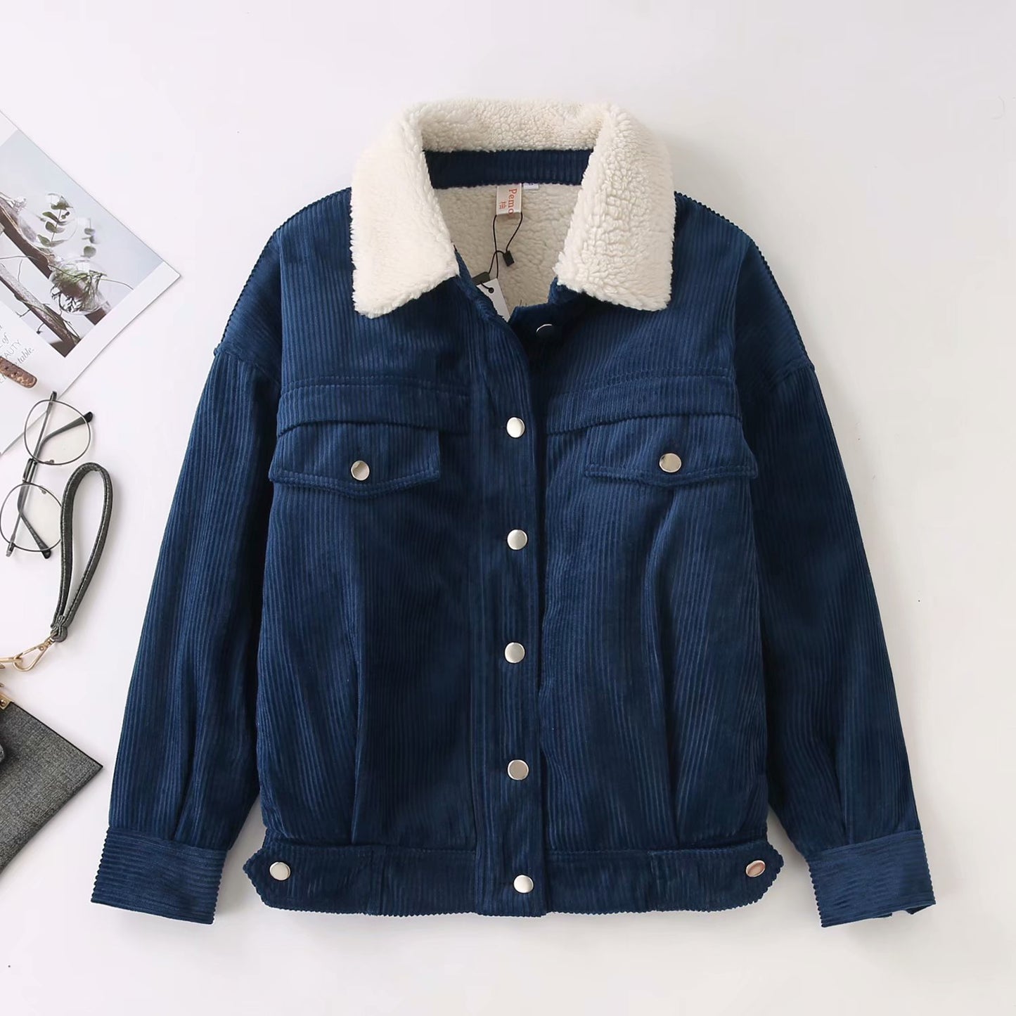 Thin striped corduroy cotton coat Korean style