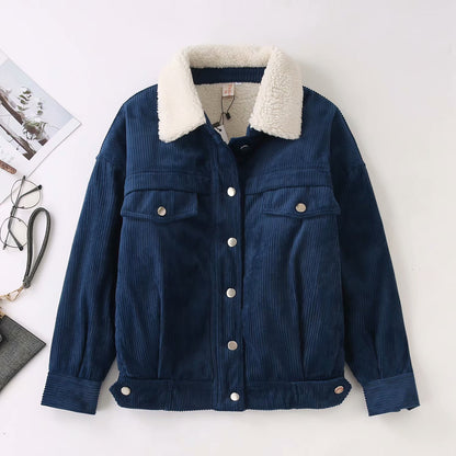 Thin striped corduroy cotton coat Korean style