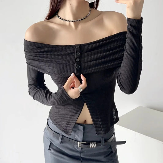 Women's Off-shoulder Long-sleeved Sweater