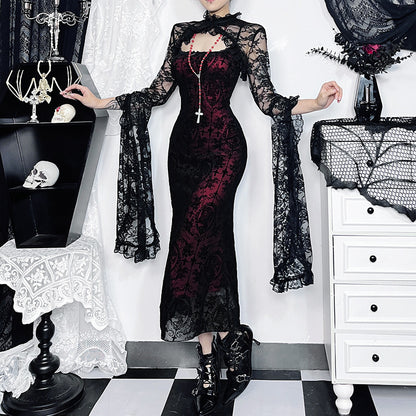 Retro Gothic Stand Collar Smock Top