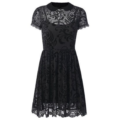 Dark Gothic Sexy Mesh Lolita Short Sleeve High Waist Dress