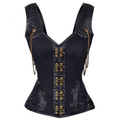Steampunk Corset Vest with Chain and Buckle Details