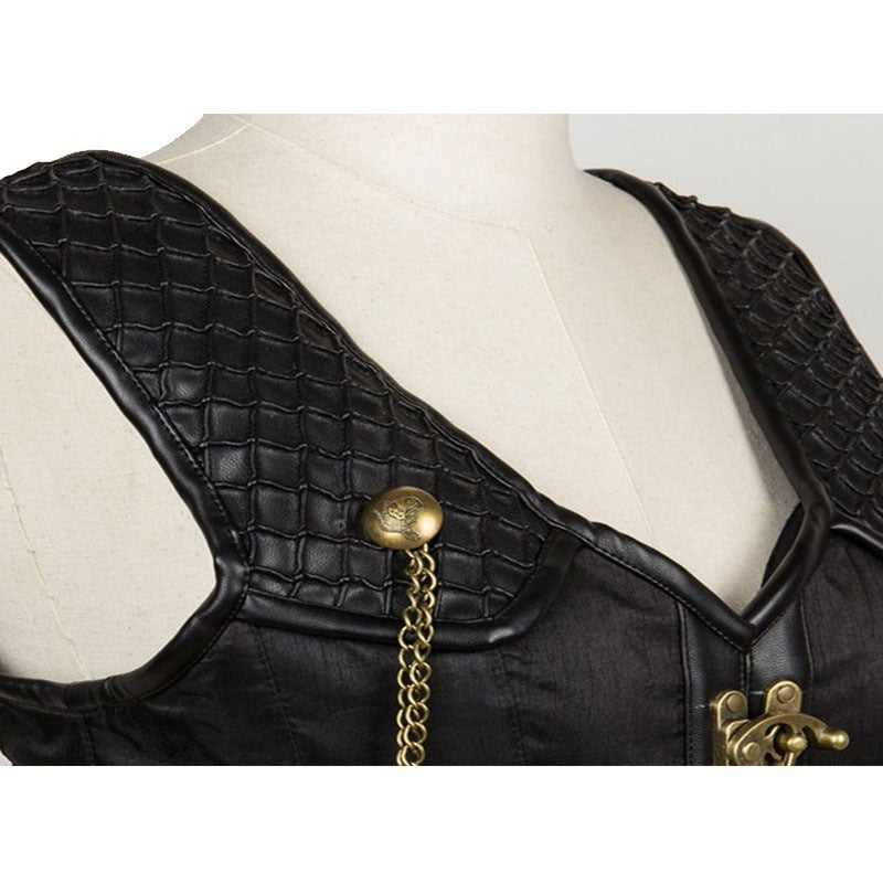 Steampunk Corset Vest with Chain and Buckle Details