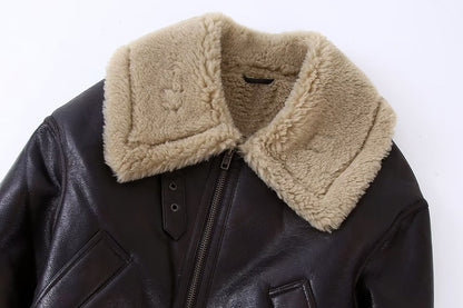 Women's Casual Fur Brown Double-sided Short Coat
