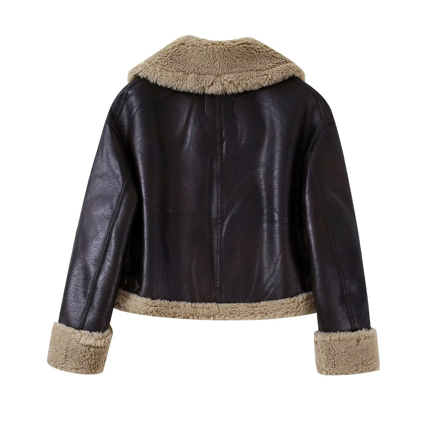 Women's Casual Fur Brown Double-sided Short Coat