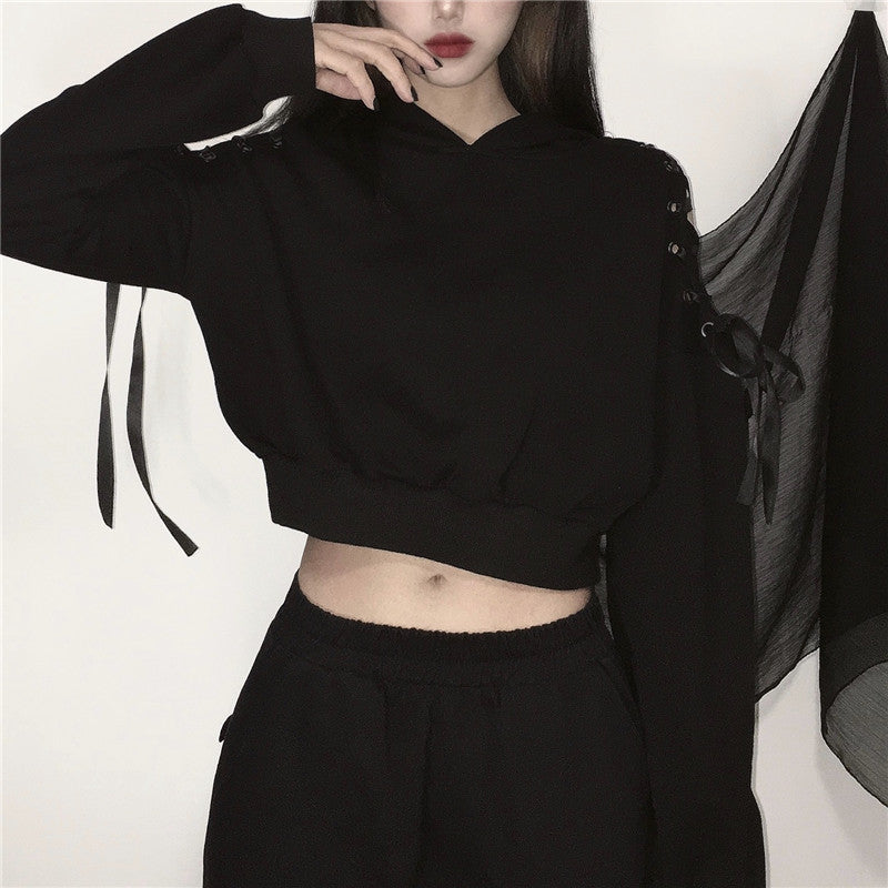 Short Sweater Women Ins Dark Lace Strapless Cat Earmuffs Top Loose