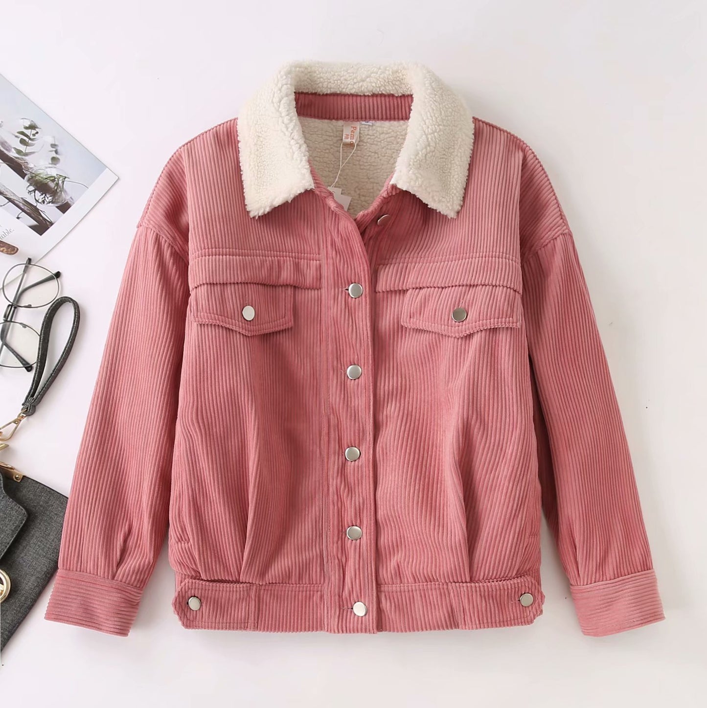 Thin striped corduroy cotton coat Korean style