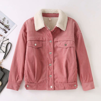 Thin striped corduroy cotton coat Korean style