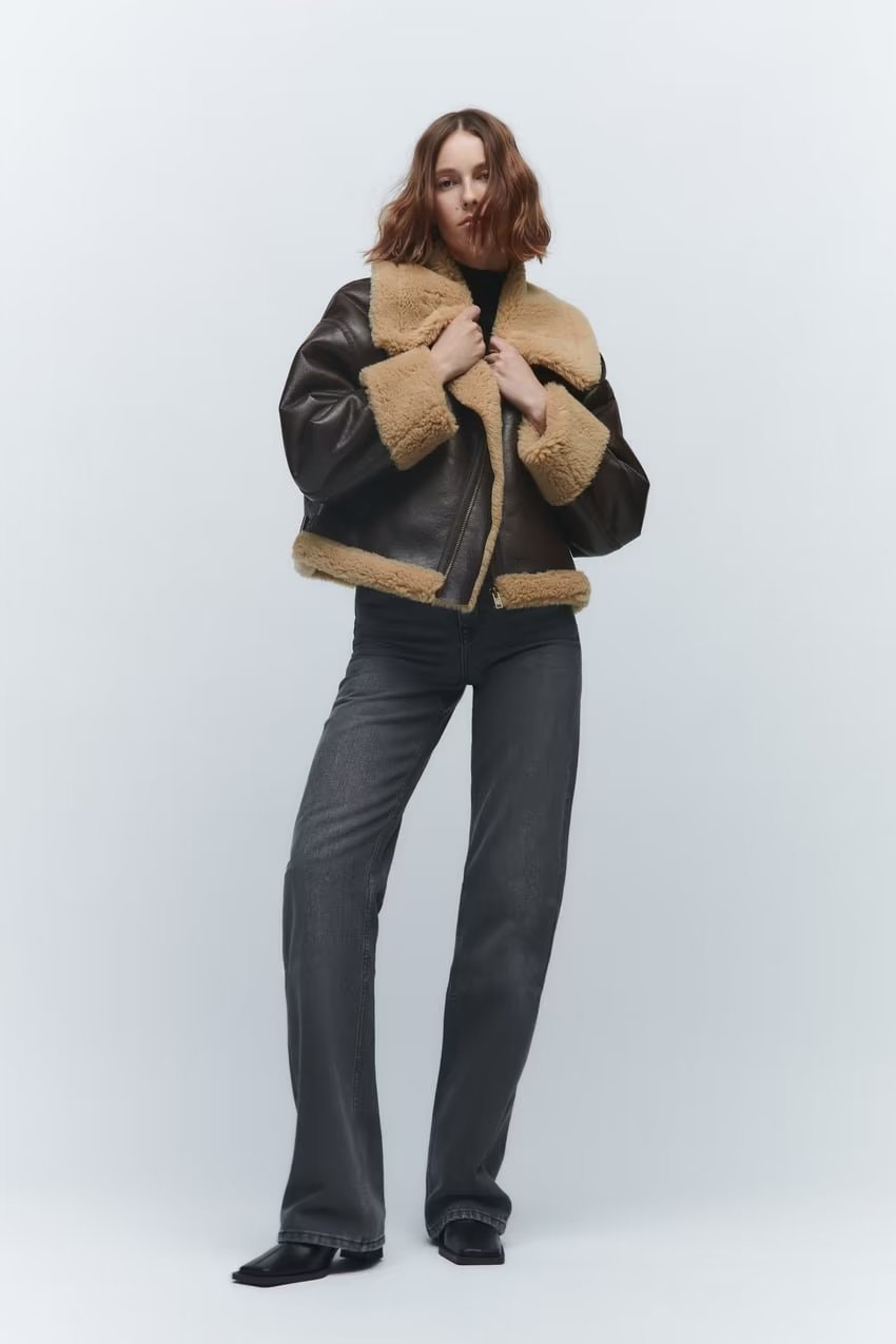 Women's Casual Fur Brown Double-sided Short Coat