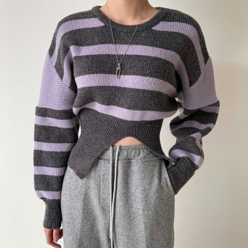 Korean Chic Autumn And Winter Retro Careful Machine Slit Design Sweater