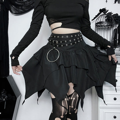 Slim-fit Irregular Hem Bubble Skirt Women