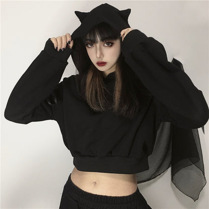 Short Sweater Women Ins Dark Lace Strapless Cat Earmuffs Top Loose