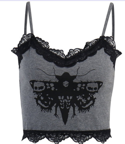 Lace Panel Women's Strap Top