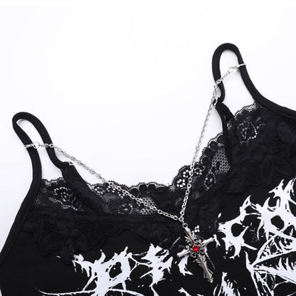 Hot Girl Small Sling Dark Lace Outerwear Vest