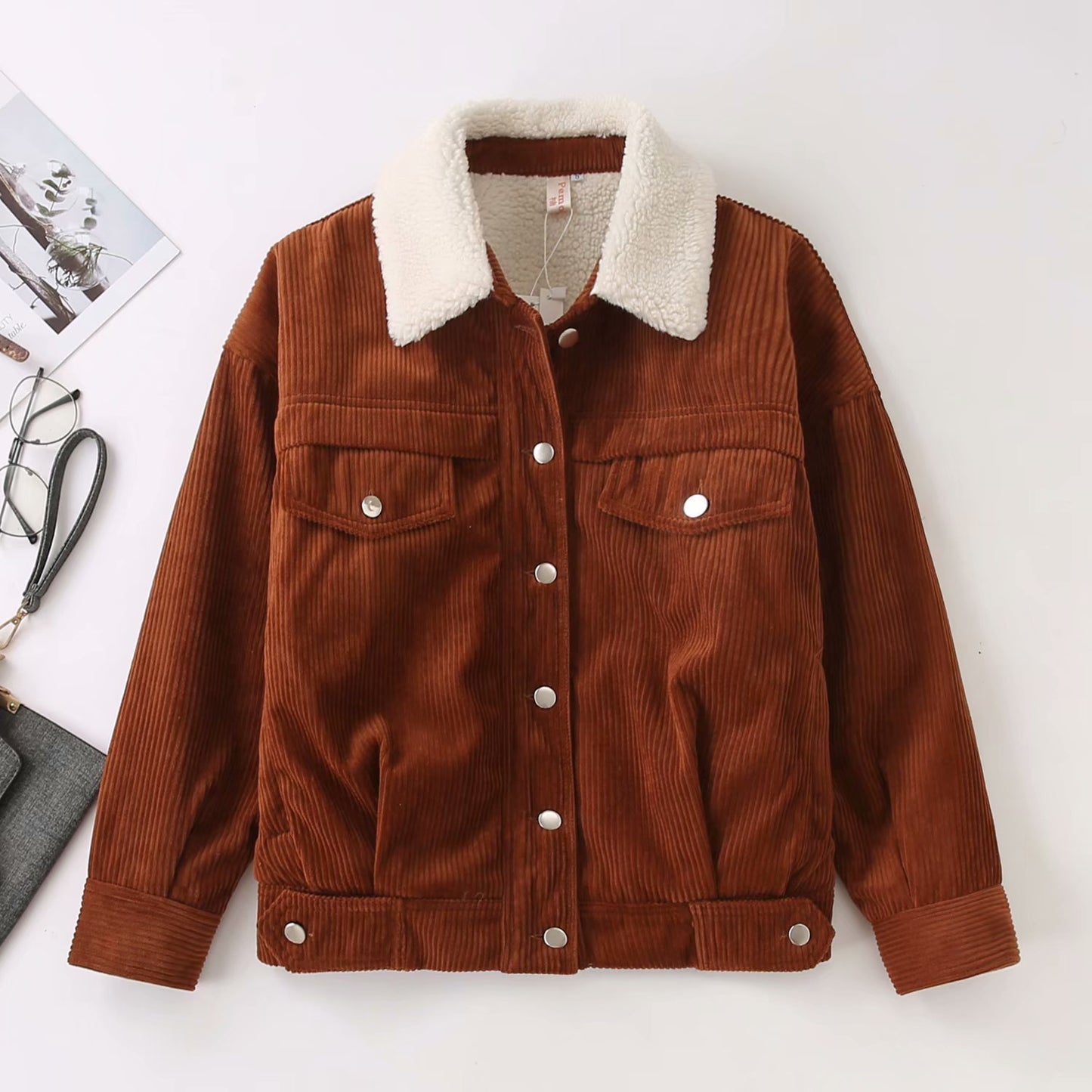 Thin striped corduroy cotton coat Korean style