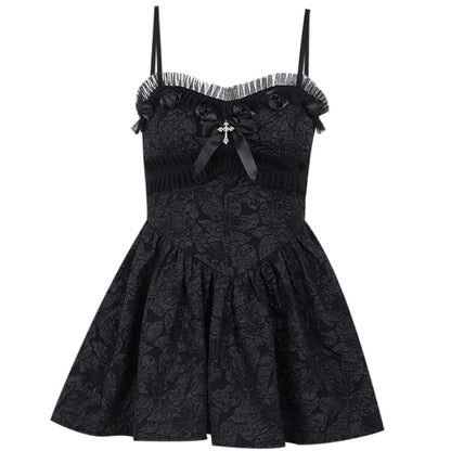 Dark Goth Rose Lace Sling Dress