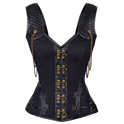 Steampunk Corset Vest with Chain and Buckle Details