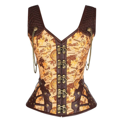 Steampunk Corset Vest with Chain and Buckle Details