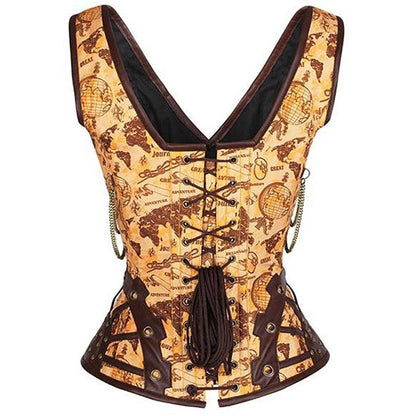 Steampunk Corset Vest with Chain and Buckle Details