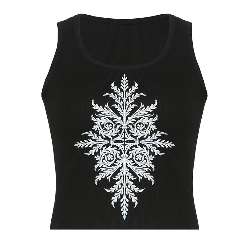 Trendy Women's Retro Distressed Personalized Print Vest