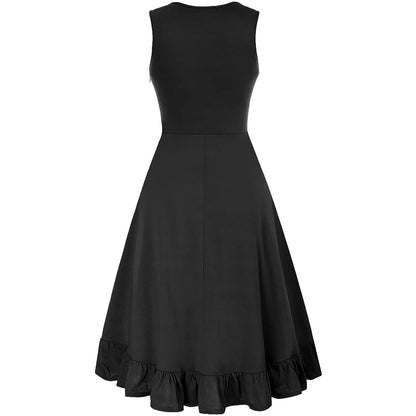 Renaissance Steampunk Style Short Sleeve Drawstring Lace Dress