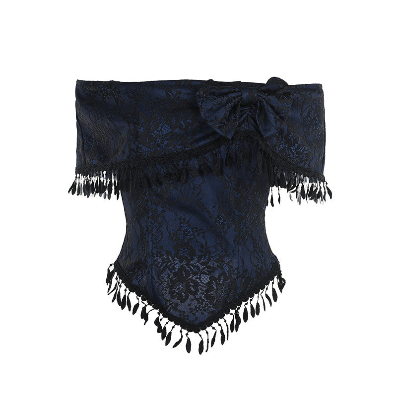 New Lace Off-shoulder Tassel Top For Women