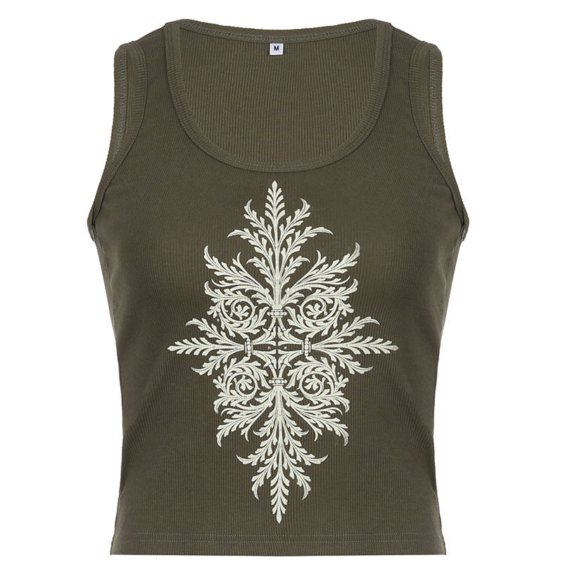 Trendy Women's Retro Distressed Personalized Print Vest