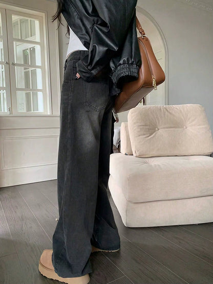 Women Low Rise Washed Wide Leg Jeans Washed Women Baggy Vintage Oversized Jeans PT13