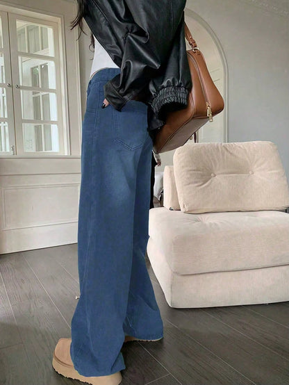 Women Low Rise Washed Wide Leg Jeans Washed Women Baggy Vintage Oversized Jeans PT13