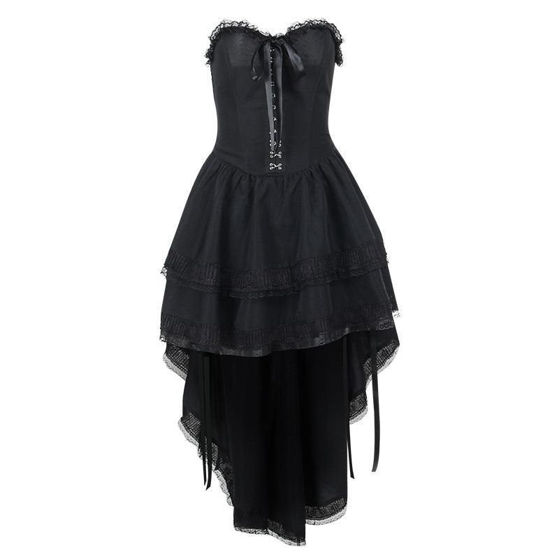 Slim Gothic Slippers Expansion Black Skirt Women DS3
