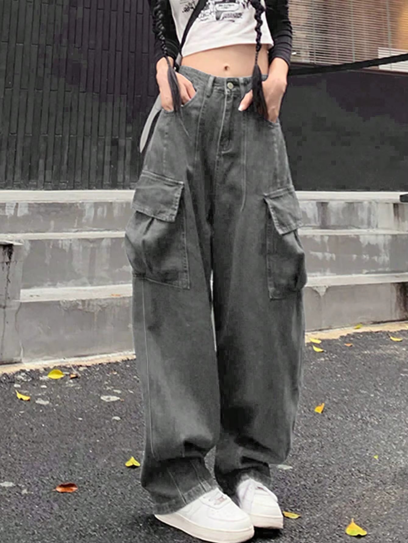 Y2K High-Waist Wide-Leg Baggy Denim Pants for Women PT5