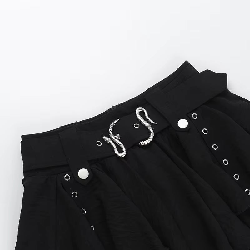 Gothic Mesh Tiered Mini Skirt SK8