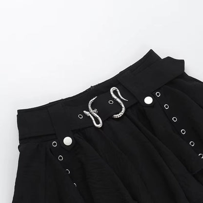 Gothic Mesh Tiered Mini Skirt SK8