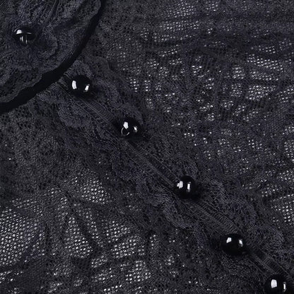 Black Lace See-through Design Short Top T3