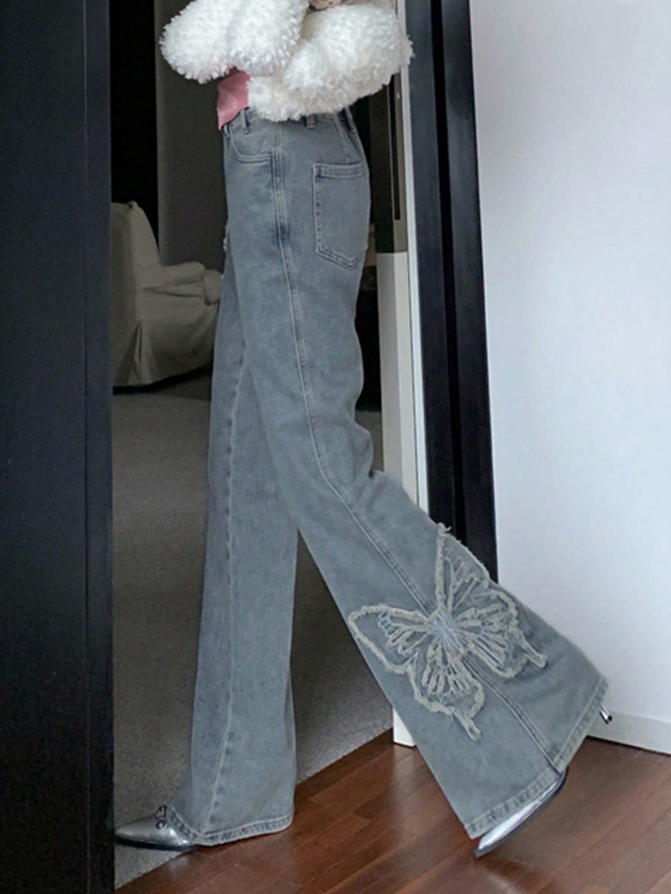 High Waist Baggy Denim Pants Wide Leg Straight Pant PT9