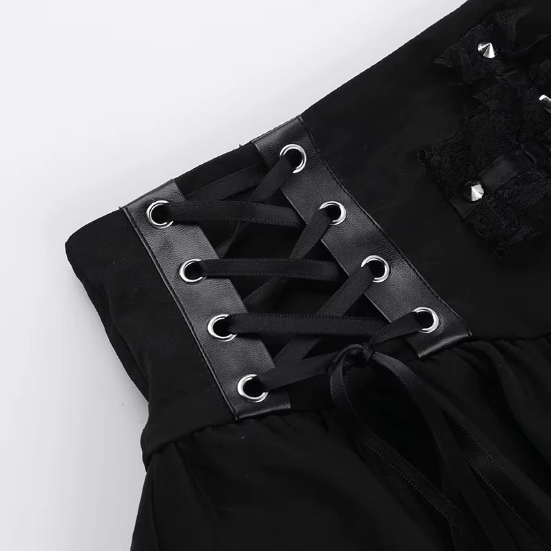 Midnight Veil Gothic Lace Mini Skirt SK6