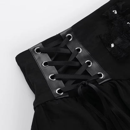 Midnight Veil Gothic Lace Mini Skirt SK6