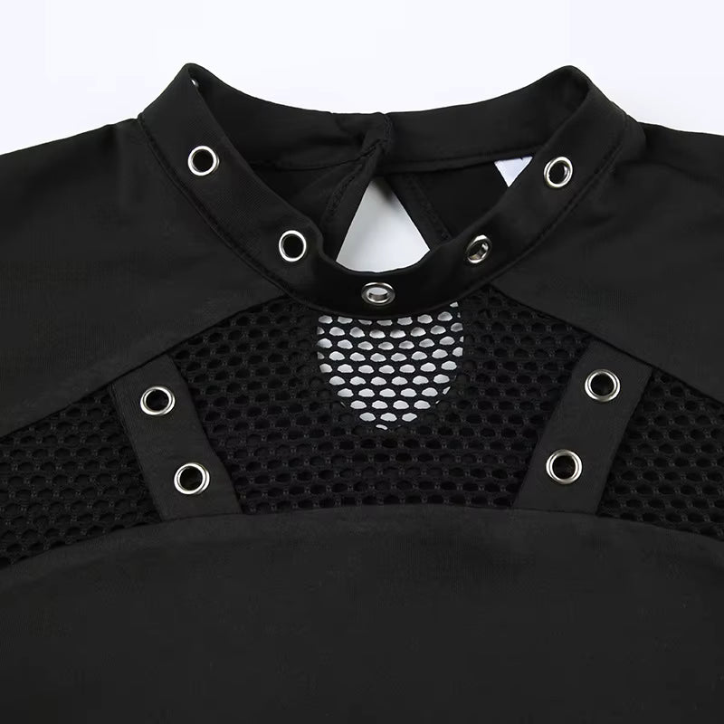 Dark Style Fashion Hollow Design Sense T-Shirt