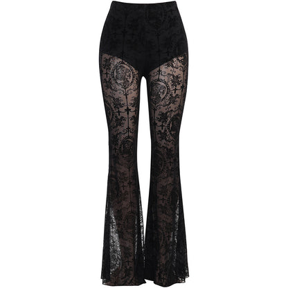 Lace High Waist Slimming Bell-bottom Pants – Punk Style Trousers for Women PT2