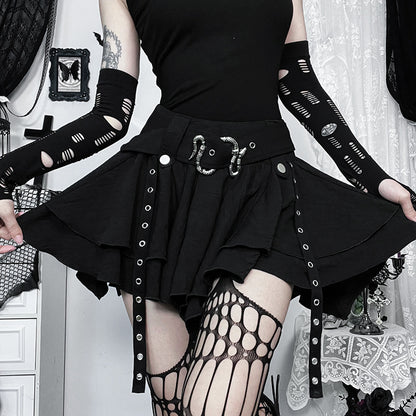 Gothic Mesh Tiered Mini Skirt SK8